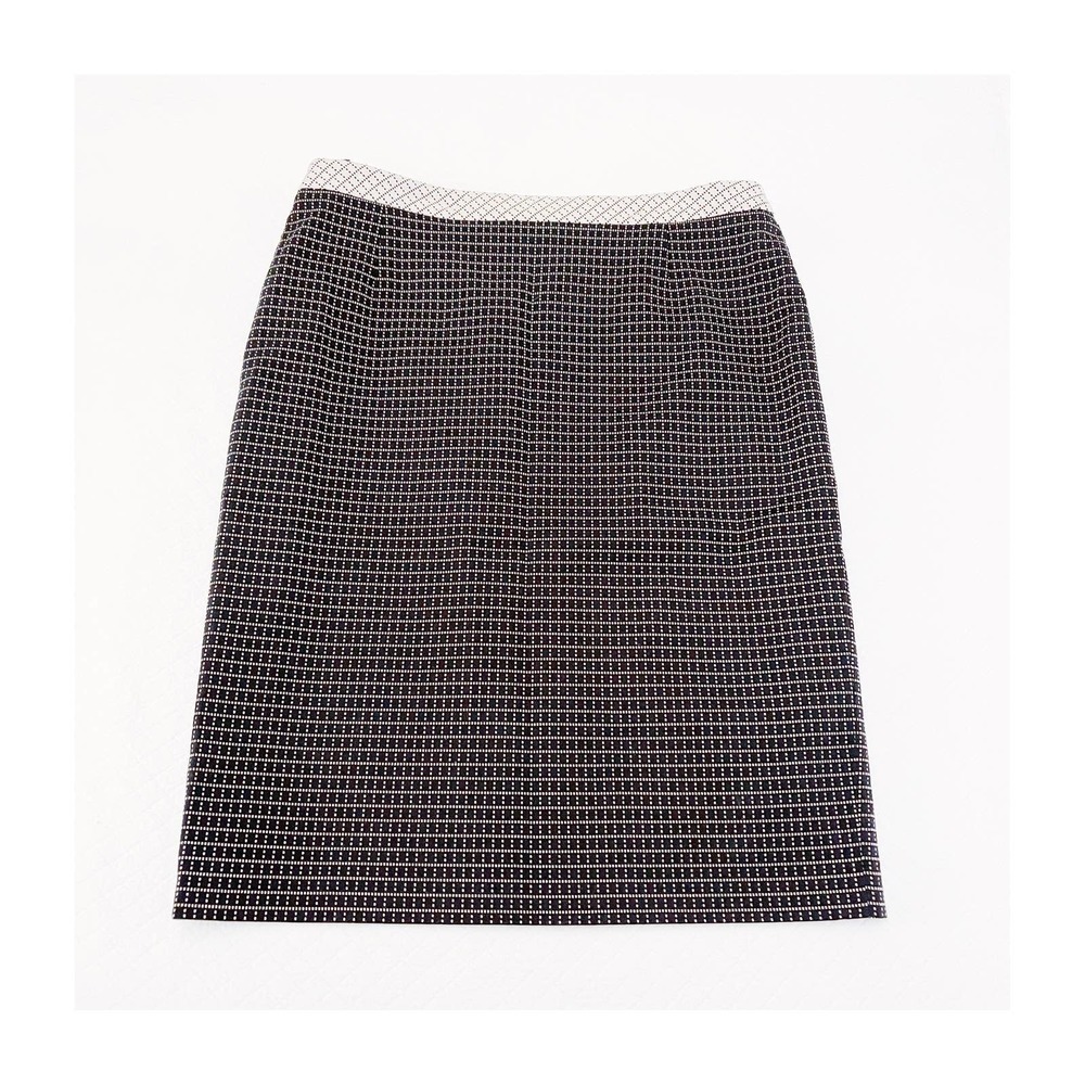 Basler Pearl Plaid Windowpane Print Skirt Back Slit SZ38